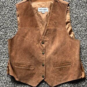 Vintage Split End 90s Brown Leather Vest Womens L Leather Southwest Horse Girl